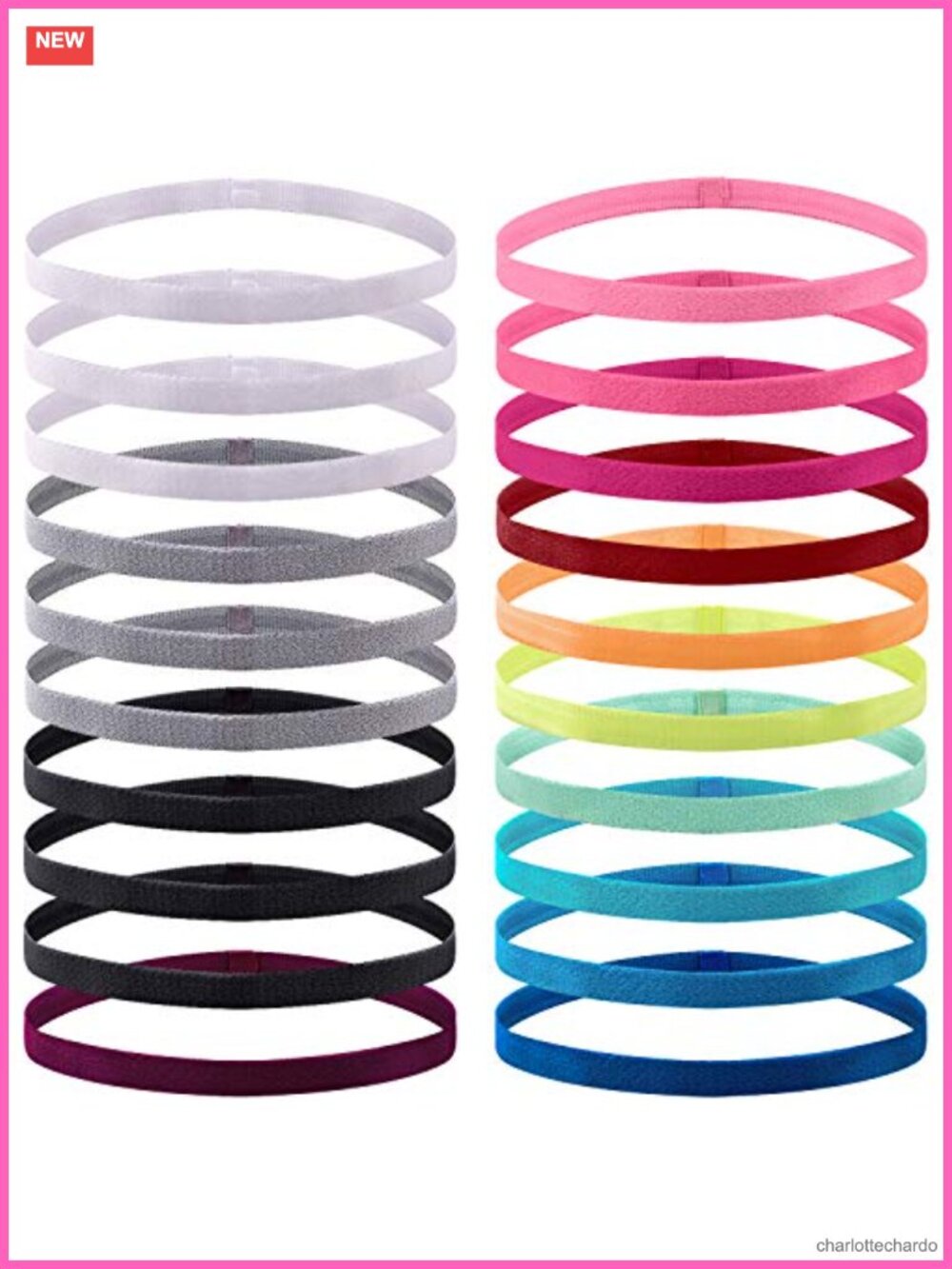 20 Pack Non Slip Elastic Sport Headbands for Workout Yoga Running